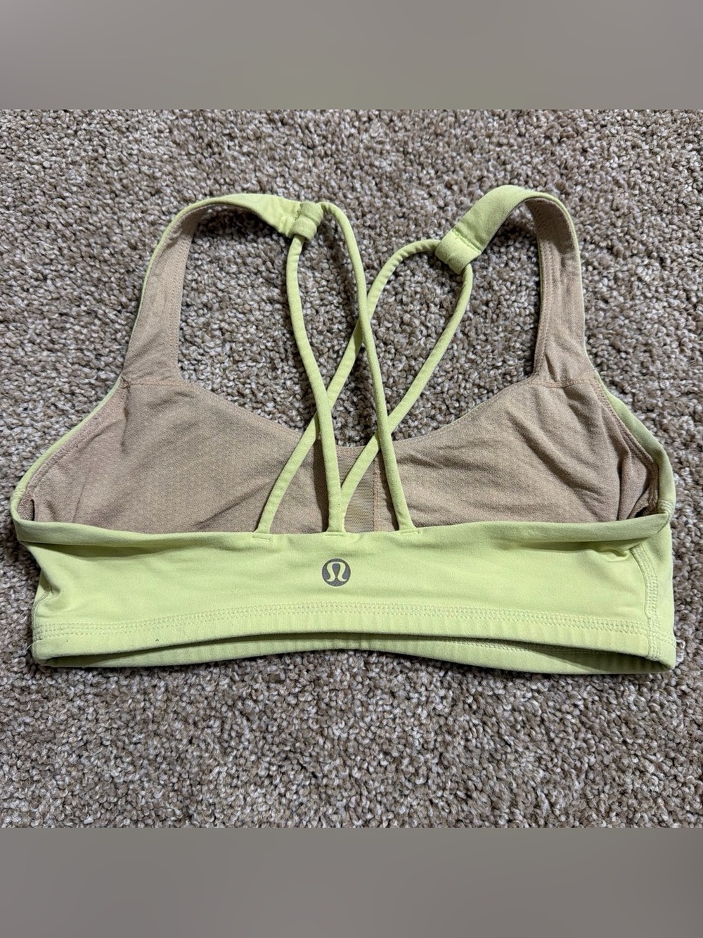 lululemon athletica Lime Green and Tan Strappy Sports Bra